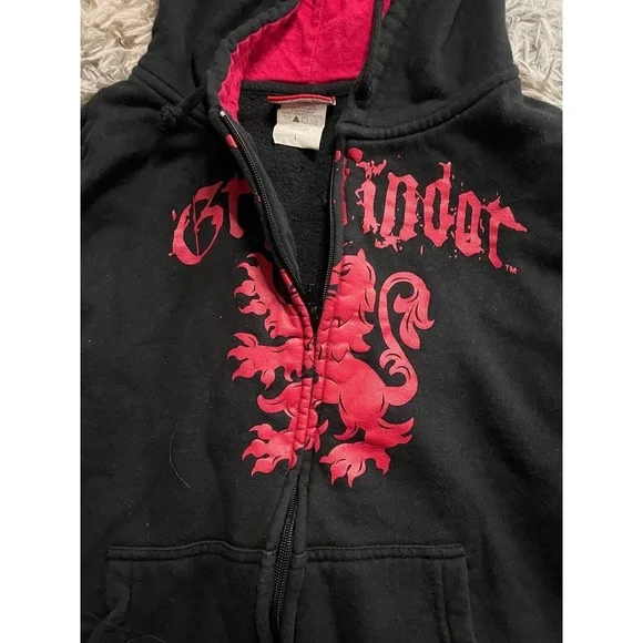 Harry Potter Womens Hoodie Size L Black Red Gryffindor Full Zip Fan Gear - Picture 2 of 4